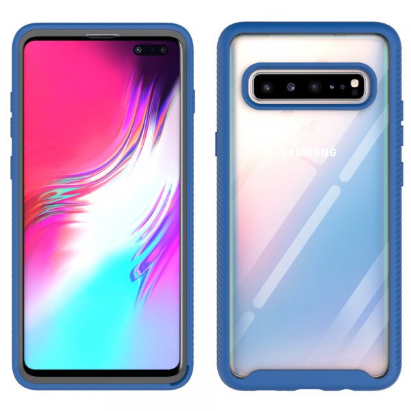 Wholesale Galaxy S10 5G Clear Dual Defense Hybrid Case (Navy Blue)